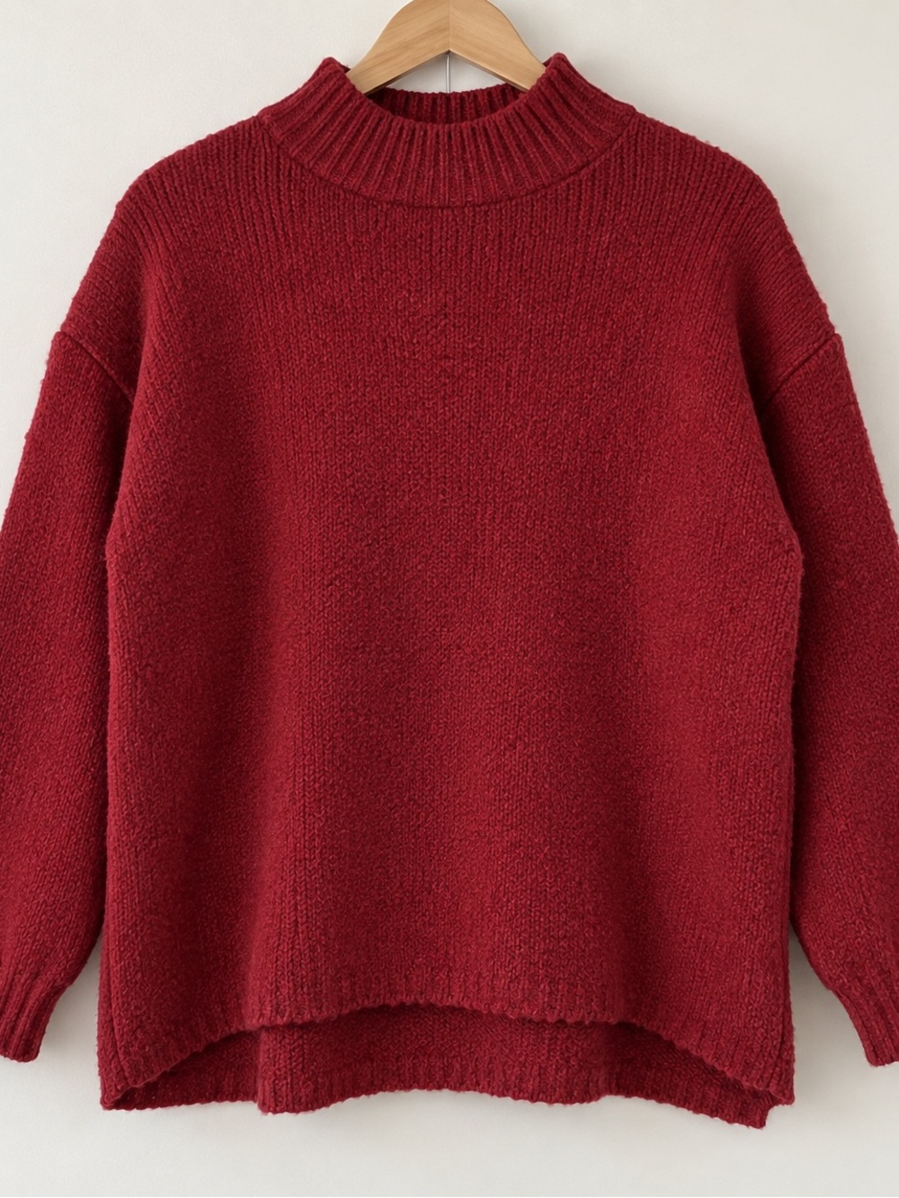 Women's Wine Red Turtleneck Pullover Sweater